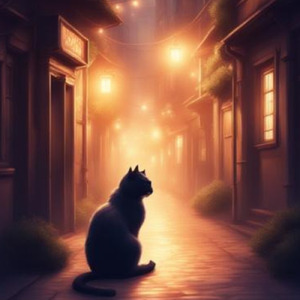 夕暮れの路地ねこ