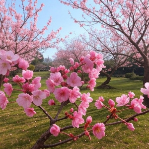 梅桃桜一緒に仲良く咲いてる