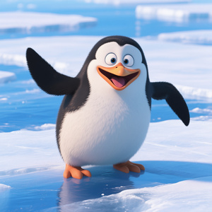 Funny penguin parade