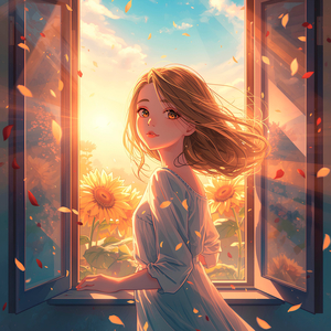 Girasoles en la Ventana