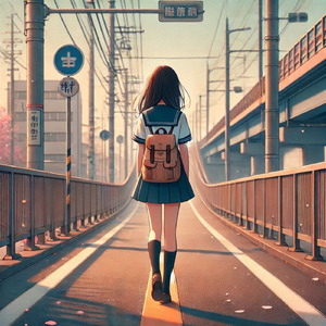 真っすぐな道を歩く