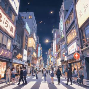 Soft rain on ginza