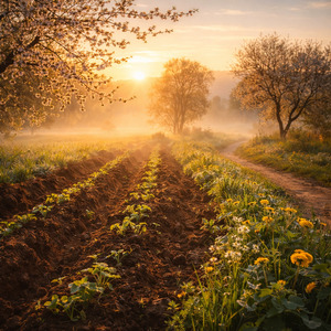 土の匂い、春の朝