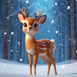 Първият сняг на малкото еленче Бебо