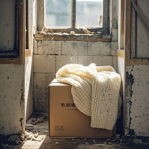 旧纸箱的针织衫