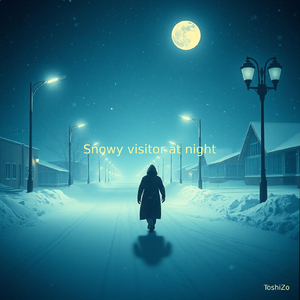 Snowy visitor at night