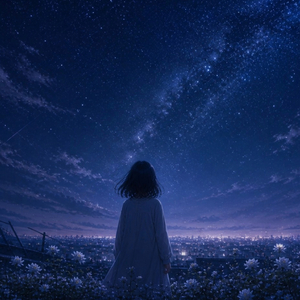 夜空と白い花